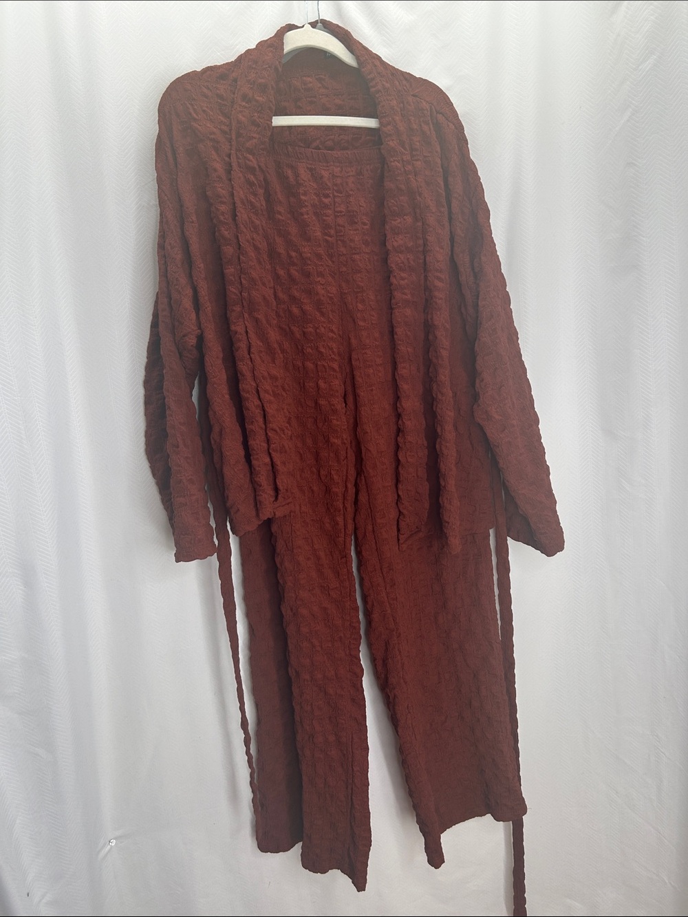 Fashion Nova Rust Red Cable Knit Pants with top